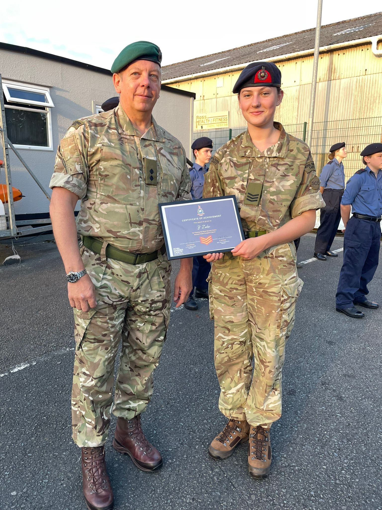 Cadet receiving certificate