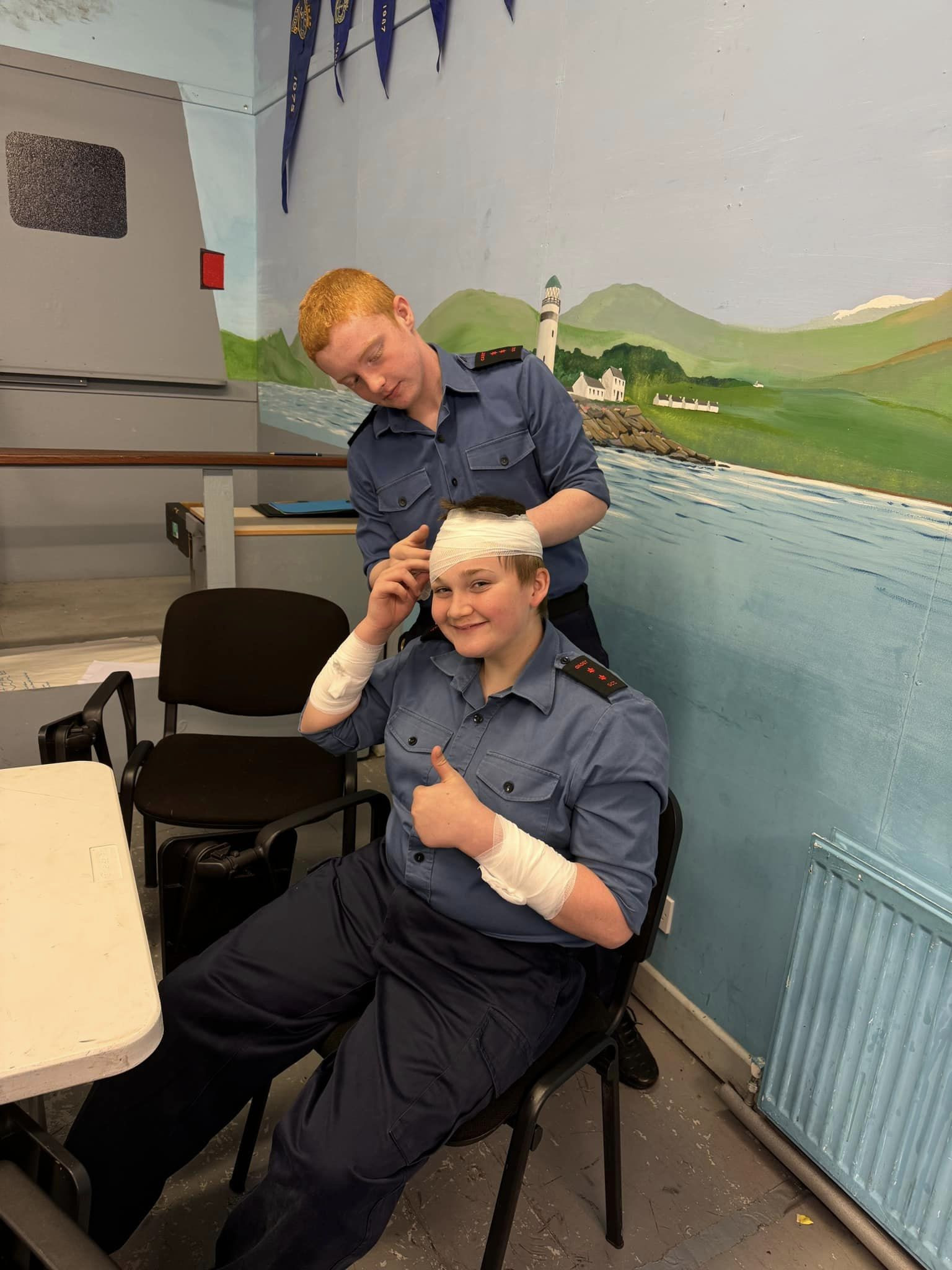 Cadets practice bandaging