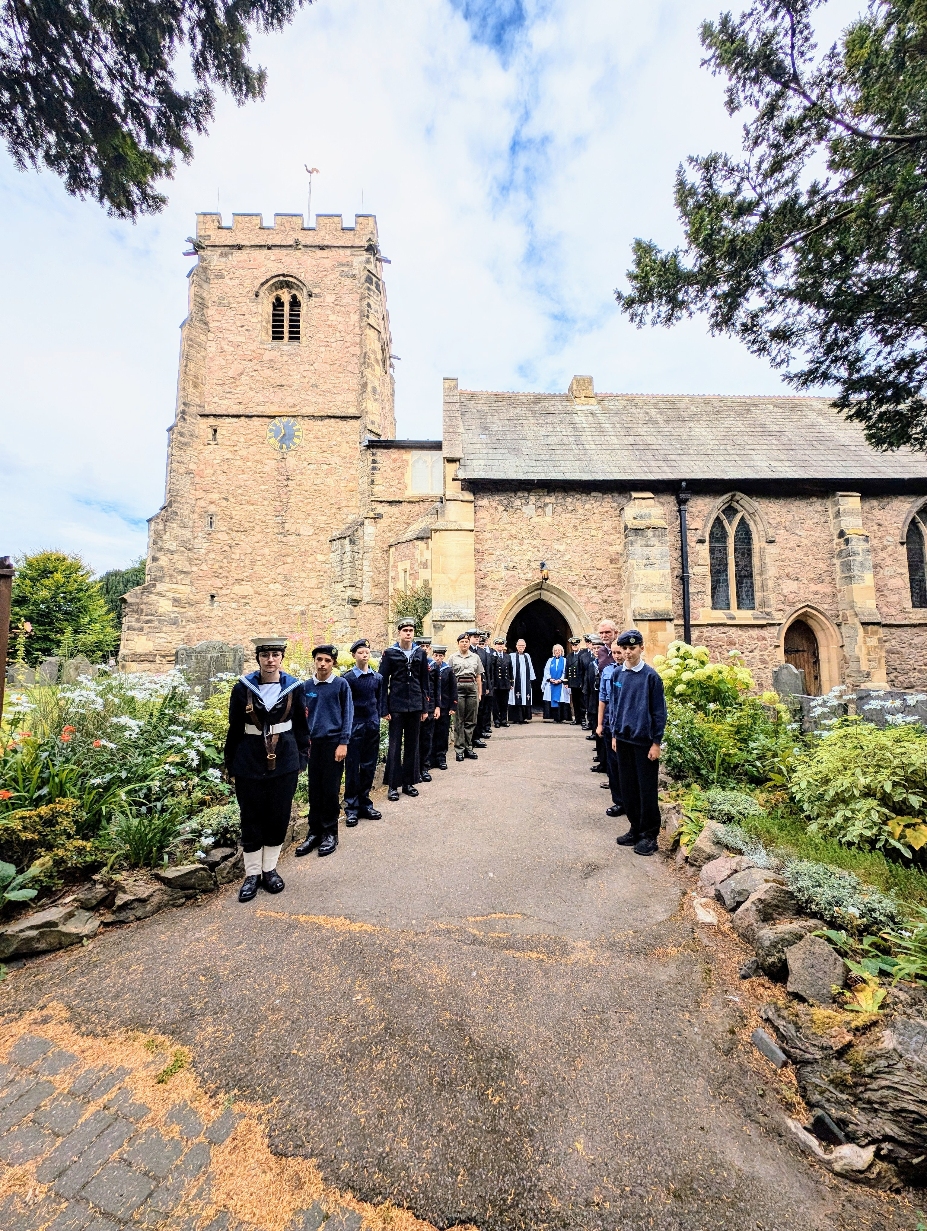 Sea Cadets line up outside St Bartholomew's Church